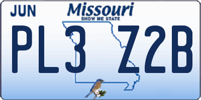 MO license plate PL3Z2B