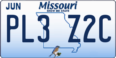 MO license plate PL3Z2C