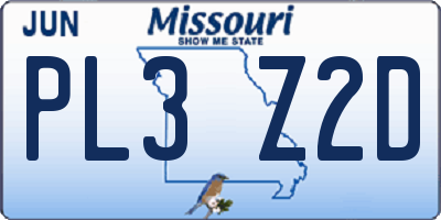 MO license plate PL3Z2D