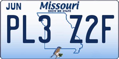 MO license plate PL3Z2F