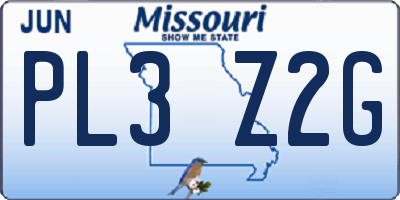 MO license plate PL3Z2G
