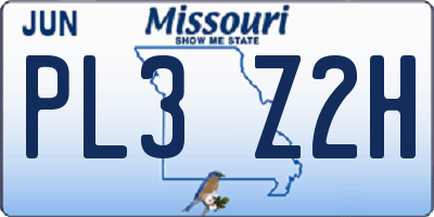 MO license plate PL3Z2H