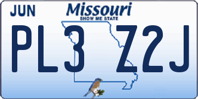 MO license plate PL3Z2J