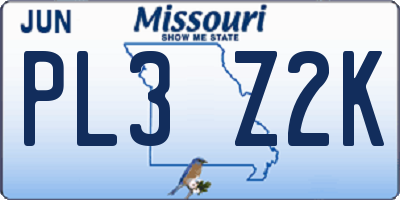 MO license plate PL3Z2K