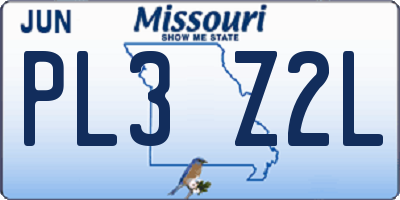 MO license plate PL3Z2L
