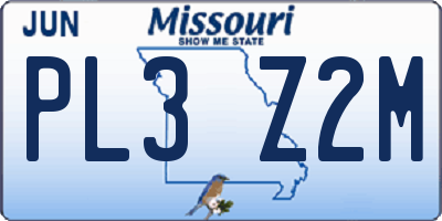 MO license plate PL3Z2M