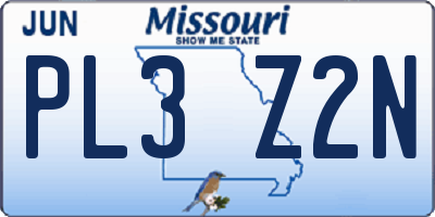 MO license plate PL3Z2N