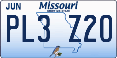 MO license plate PL3Z2O