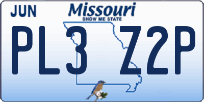MO license plate PL3Z2P