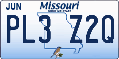 MO license plate PL3Z2Q
