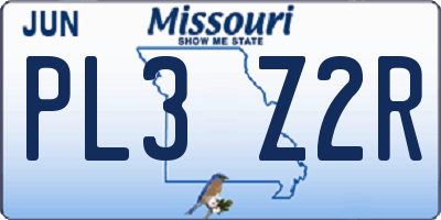 MO license plate PL3Z2R