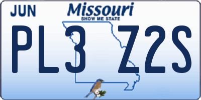 MO license plate PL3Z2S