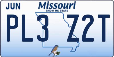 MO license plate PL3Z2T