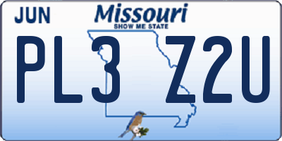 MO license plate PL3Z2U