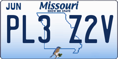 MO license plate PL3Z2V