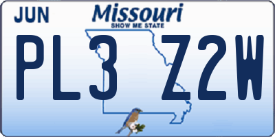 MO license plate PL3Z2W
