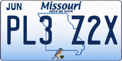 MO license plate PL3Z2X
