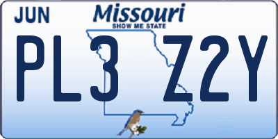 MO license plate PL3Z2Y