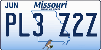 MO license plate PL3Z2Z