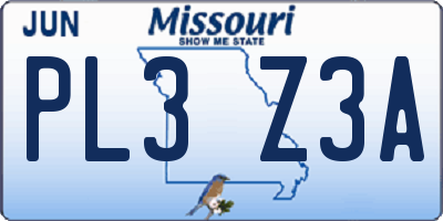MO license plate PL3Z3A