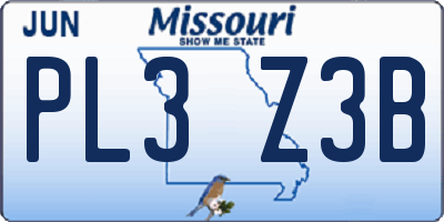 MO license plate PL3Z3B