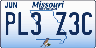 MO license plate PL3Z3C