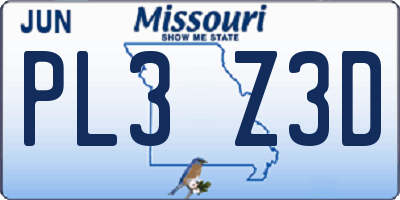 MO license plate PL3Z3D