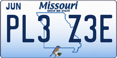 MO license plate PL3Z3E