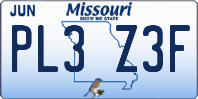 MO license plate PL3Z3F