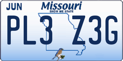 MO license plate PL3Z3G