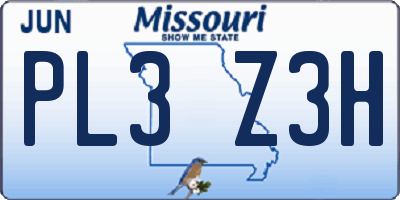MO license plate PL3Z3H