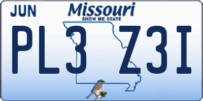 MO license plate PL3Z3I