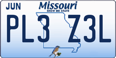 MO license plate PL3Z3L