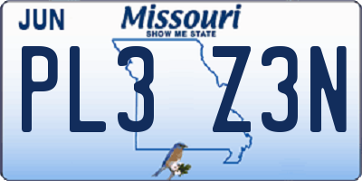MO license plate PL3Z3N