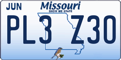 MO license plate PL3Z3O