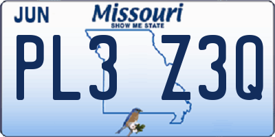 MO license plate PL3Z3Q