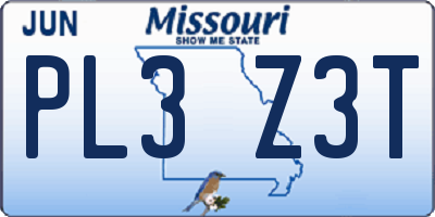 MO license plate PL3Z3T