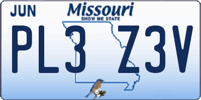 MO license plate PL3Z3V