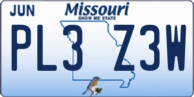MO license plate PL3Z3W
