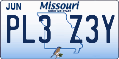 MO license plate PL3Z3Y