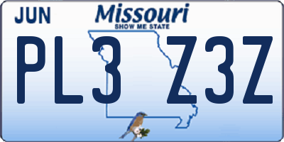 MO license plate PL3Z3Z