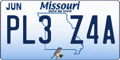 MO license plate PL3Z4A