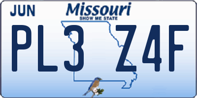MO license plate PL3Z4F