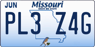 MO license plate PL3Z4G
