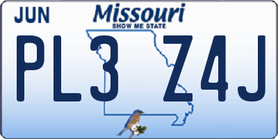 MO license plate PL3Z4J