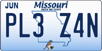 MO license plate PL3Z4N