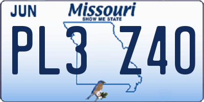 MO license plate PL3Z4O