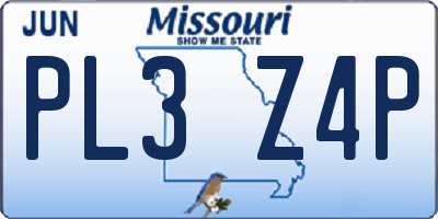MO license plate PL3Z4P