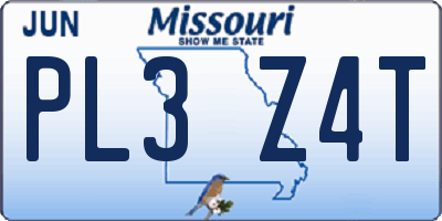 MO license plate PL3Z4T