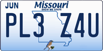 MO license plate PL3Z4U